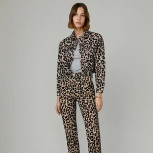 Reformation Jeans Leopard Denim Jacket